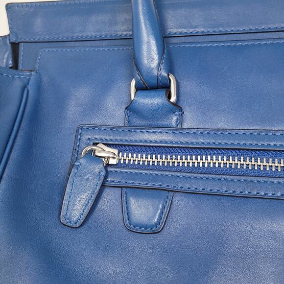 Coach Legacy Tanner Blue Purse Bag Double Handle W Satin Dust Bag Handbag Large - Picture 7 of 13